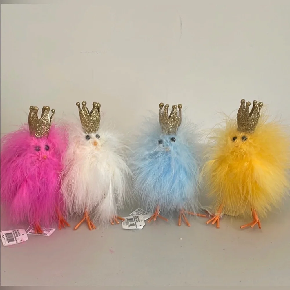 NEW Pier 1 Imports 4ct Marabou Crown Chicks, Assorted